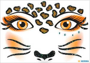 Matrica arc tetoválás Herma "Face Art" Leaopard