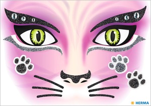Matrica arc tetoválás Herma "Face Art" Pink Cat