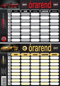 Órarend 11,7x16,5 cm 25 db/csomag T-Creativ "Sportcars"