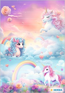 Füzetcímke 3 ív/csomag Herma "Happy Unicorns"